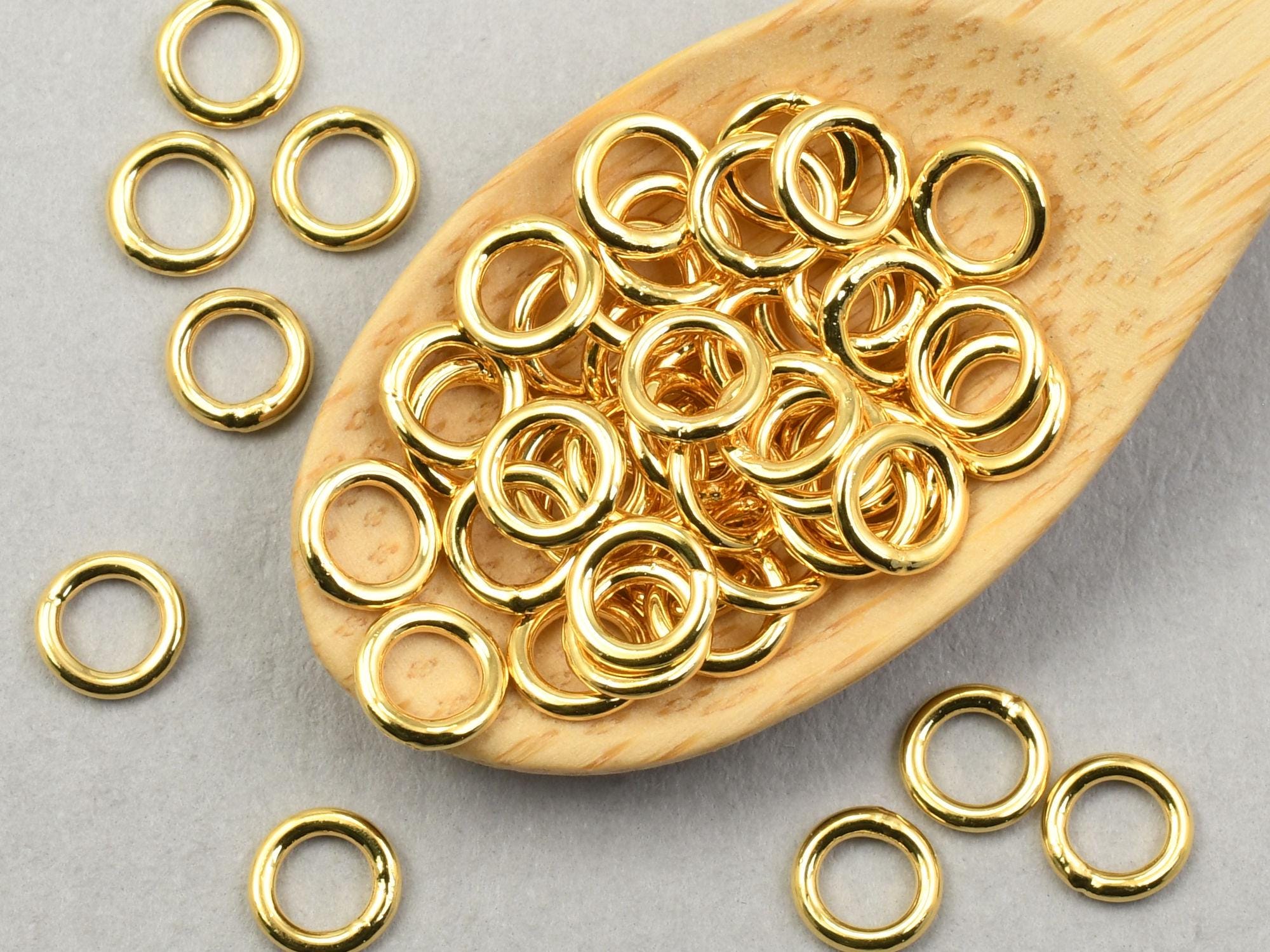 50 Pieces CLOSED 5mm Jump Rings - 19 Gauge 19g GOLD Jump Ring Findings ...