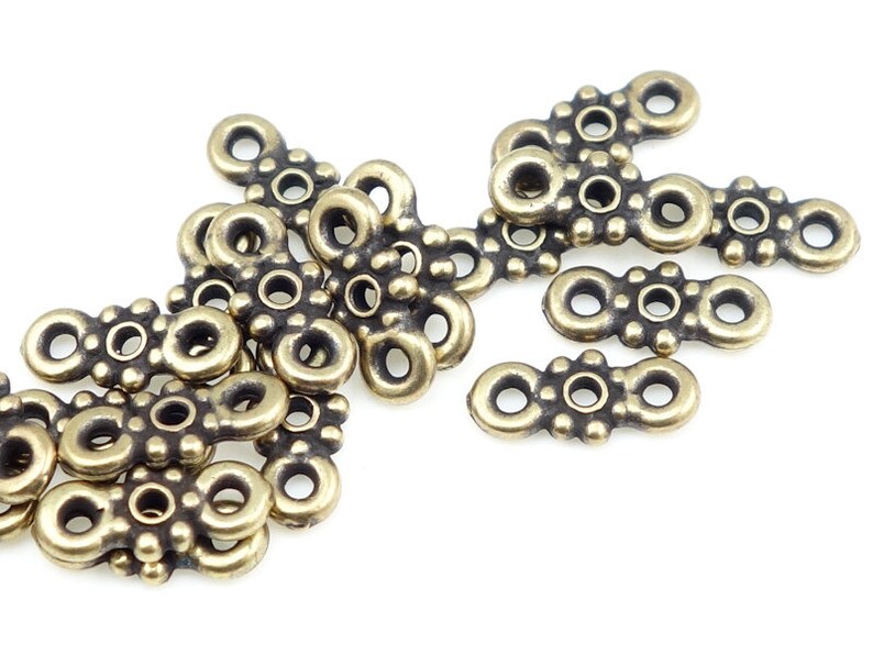 Two Loop Links TierraCast 5mm Links Brass Oxide Antique Brass Beads Bali Beads Loop Heishi Bronze Beads Flat Daisy Spacer Links PAS21 image 2