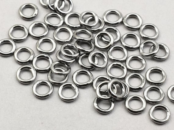 50 CLOSED Jumprings - 5mm Gunmetal Jump Ring Findings - 19 Gauge 19 g Soldered Shut Jumpring Findings - Gun Metal Findings  FB934
