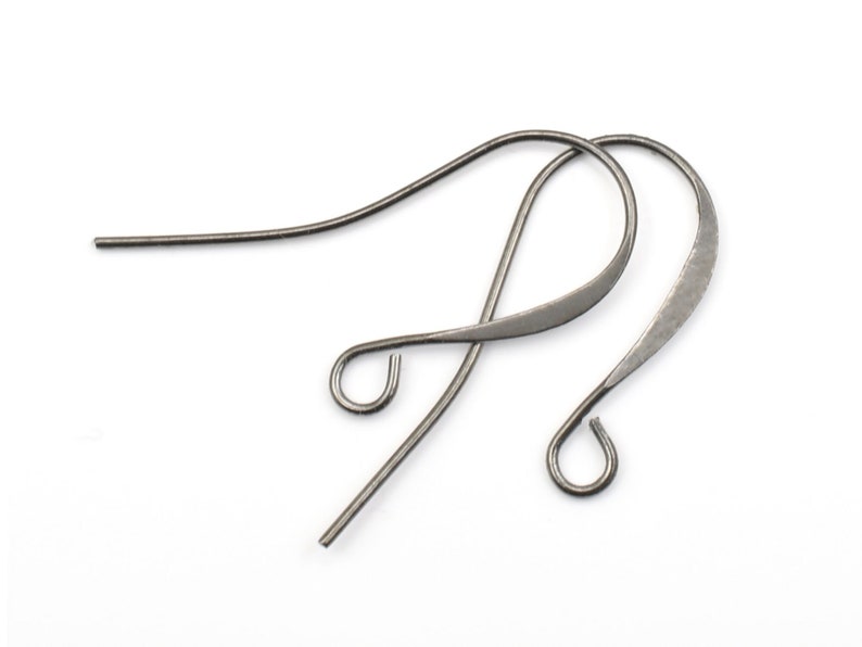 48 Gunmetal Earring Wires Gun Metal Ear Findings Tall French Hook Ear Wires Black Oxide Jewelry Supplies FB1-GM image 1