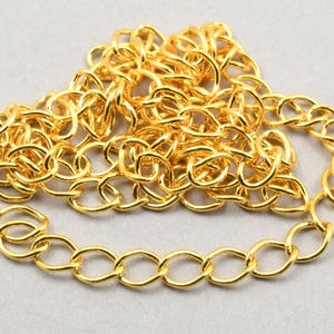 Gold Plated Extender Chain - Bright Gold Chain - Loose Chain for Necklaces or Bracelets with Soldered Links (FSCHG5)