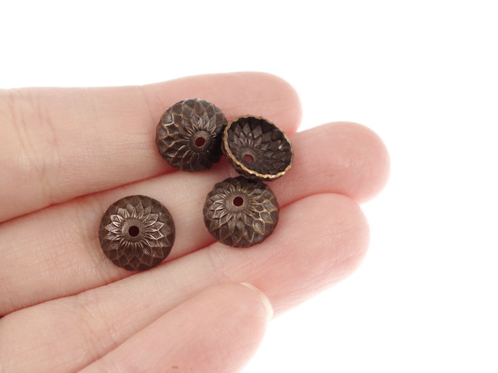 36 Acorn Caps Vintaj Natural Brass 13mm Acorn Bead Caps Dark Etsy