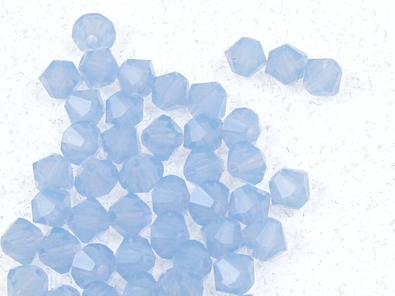48 AIR BLUE OPAL 4mm Bicones Swarovski Bicone Beads 5328 4mm Beads Translucent Powder Blue Beads image 1