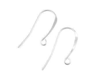 10 Sterling Earring Wires - Sterling Silver Ear Findings - Tall French Hook Earrings - 25mm 1" Ear Wires - Sterling Findings  SSFH7