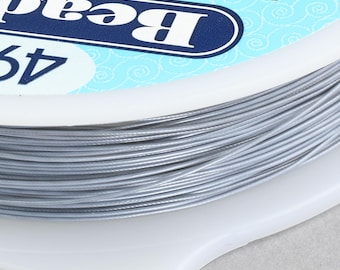 30 Feet SATIN SILVER Beadalon 49 Strand Flexible Jewelry Wire Bead Stringing Wire .015"  Silver Jewelry Wire Necklace Bracelet Cord JW10NS-0