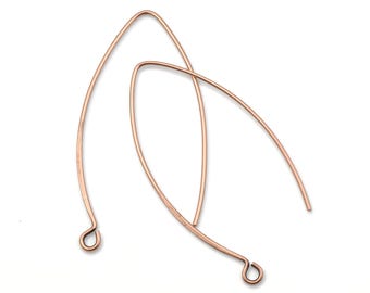 12+ Pieces Extra Tall 43mm Earring Hooks - ANTIQUE COPPER Earring Wires - Dark Copper Plated Ear Findings - Tall Long Fancy Ear Hooks #FB720