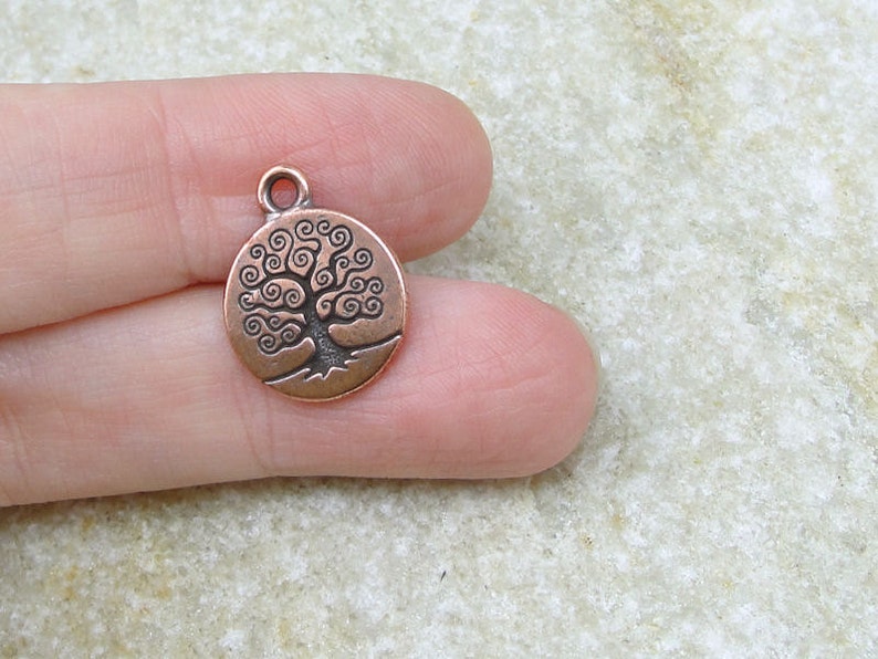 Antique Copper Tree of Life Charms by TierraCast Tree Charms for Copper Jewelry Nature Woodland Charm P785 zdjęcie 2