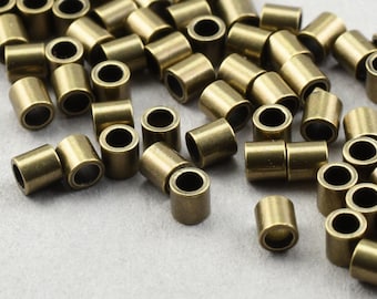 72+ Brass Crimp Beads - 2mm x 2mm ANTIQUE BRASS Crimp Tube Beads - Solid Brass Crimp Findings Vintage Style Bronze Brass Findings   FB570