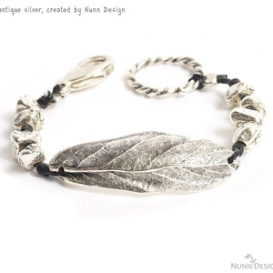 2 Antique Silver Leaf Link Double Hole Large Leaf Bracelet Link 3 Dimensional 50mm Centerpiece for Autumn Fall Jewelry Bild 6