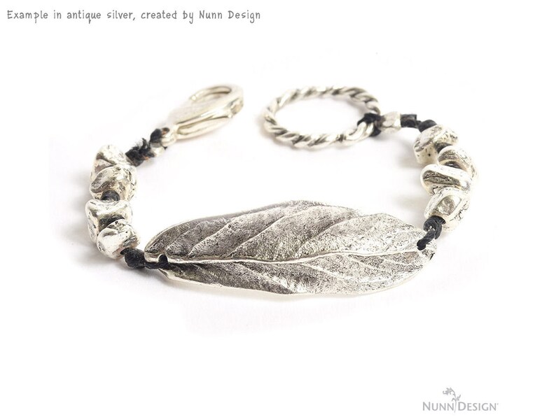 2 Antique Silver Leaf Link Double Hole Large Leaf Bracelet Link 3 Dimensional 50mm Centerpiece for Autumn Fall Jewelry image 6