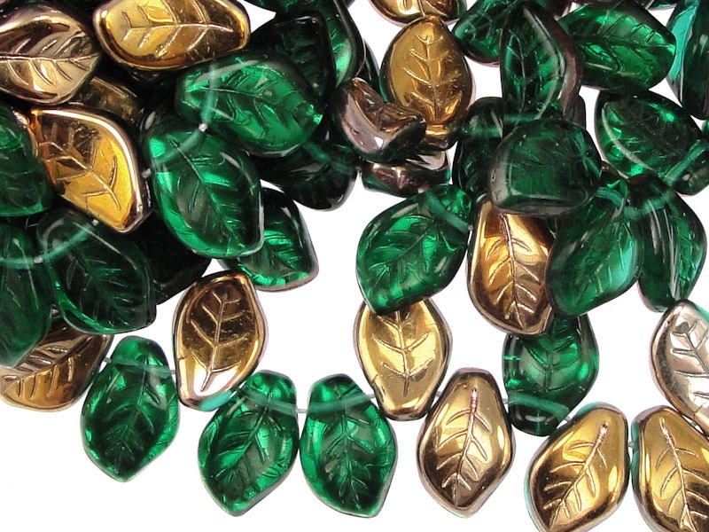25 Green Leaf Beads 14mm X 9mm Czech Glass Leaves Emerald Etsy Il Fullxfull.467468845 Ibbq