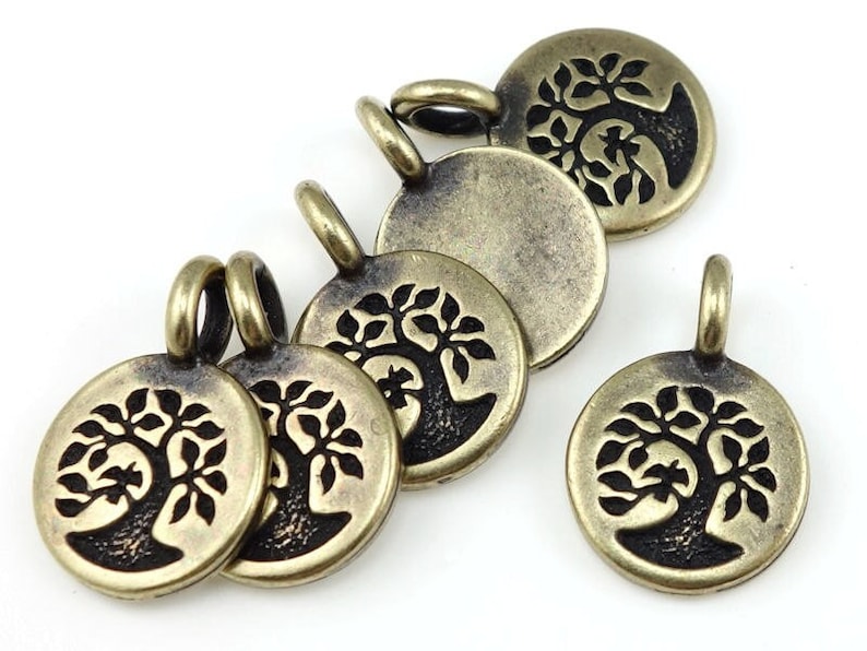 Antique Brass Charms Brass Tree of Life Charms TierraCast TREE Charm You Collection Mini Pendant Bronze Charms Yoga Charms Mindfulness P1325 image 1