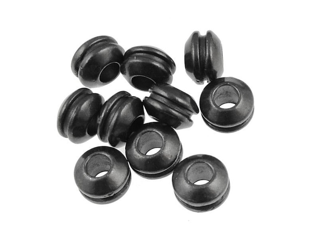 Matte Black Metal Beads Black Oxide Large Hole Grooved Beads Tierracast