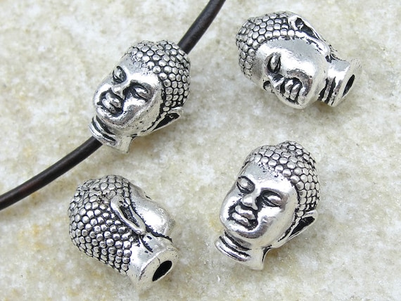 Antique Silver Buddha Head Beads Large Hole Tierracast Zen Yoga Buddha Beads for Leather P777 Etsy UK