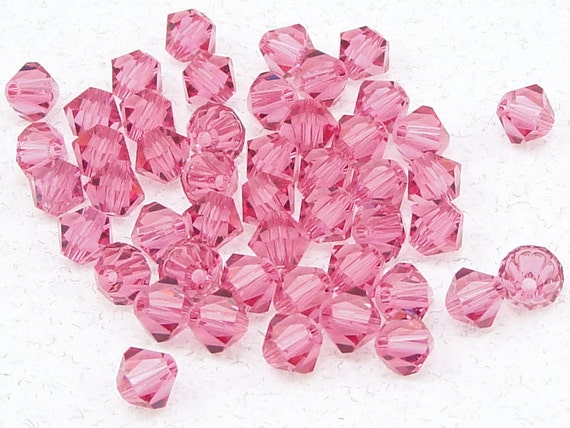 48 ROSE PINK Beads 4mm Bicone Beads Swarovski Crystal Beads