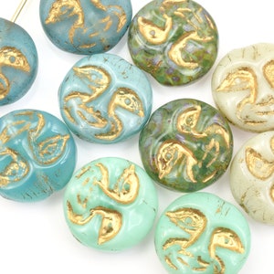 10 Piece Mix 13mm Moon Face Beads Light Blue Dark Teal Sea Green Dark Green Ivory Beads by Ravens Journey Celestial Moon Beads MIX1 imagem 2