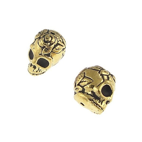 TierraCast SUGAR SKULL Charms, Antique Gold, Qty 4 to 20 Day of