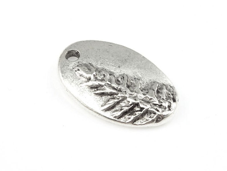 Redwood Tree Charm Silver Charms Antique Silver Pendant Nature Woodland Rustic Jewelry Charms for Jewelry Making 21mm x 13mm Single Sided image 2