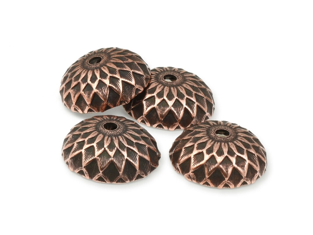 4 Copper Acorn Bead Caps Antique Copper Beadcaps for Fall Jewelry