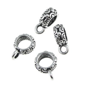 Silver Bail Findings Large Hole Bail Antique Silver Pendant Bail Tierra Cast Oasis Bail Kumihimo Supplies (PF340)