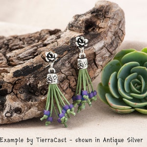 TierraCast Succulent Earring Post Antique Copper Post Earring Findings Copper Ear Findings Studs Hens and Chicks Plant Posts P1990 image 6