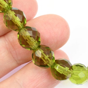 10mm Faceted Firepolish Czech Glass Beads OLIVINE GREEN color Fire Polish Beads for Fall and Autumn Jewelry image 3