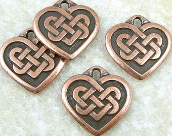 Celtic Pendants - TierraCast CELTIC HEART Pendants - Antique Copper Pendants - Meditation Jewelry Making Craft Supplies (P2023)