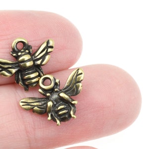 Antique Brass Charms TierraCast Honeybee Charms Bronze Honey Bee Charms 16mm x 12mm Insect Bug Bee Charms Tierra Cast P1968 image 4