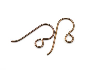 10 Dark Brown Niobium Ear Wires French Hooks Earring Findings Hypoallergenic Niobium Findings Bronze Antique Brass Color (PH37)