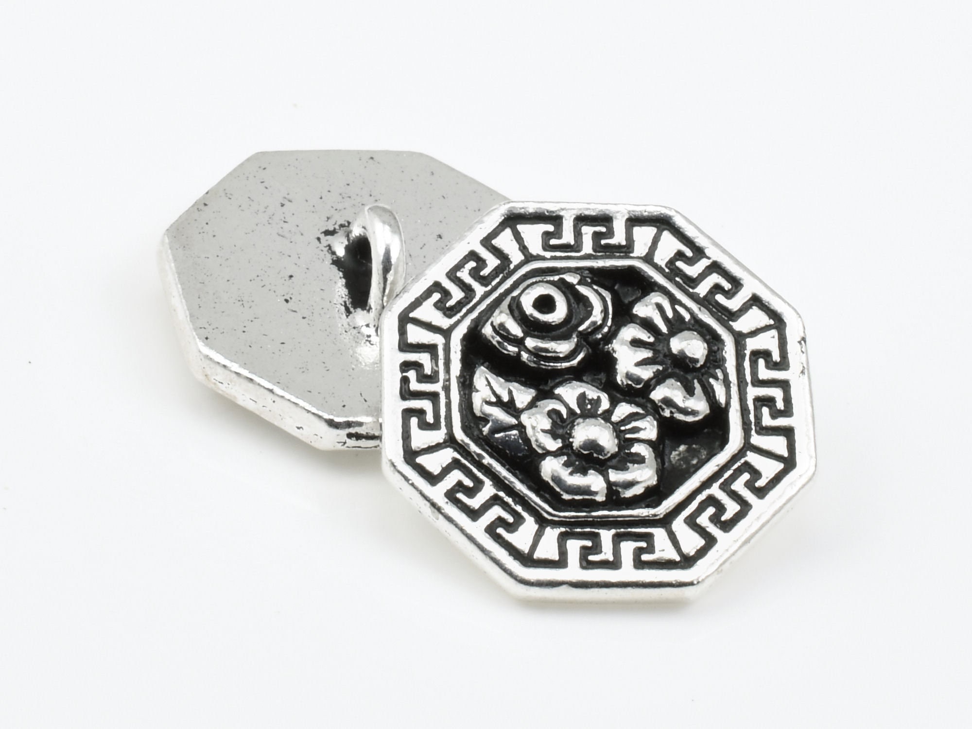 17mm Silver Button Clasp Findings - Tierracast Blossom Button - Antique ...