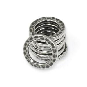 13mm Hammertone Rings Antique Pewter Ring Flat Circle Charms Textured Metal Rings TierraCast Dark Antique Silver Closed Rings P2628 image 4