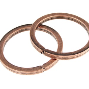 2 Copper Key Ring Large Antique Copper Split Ring Key Ring Key Fob Keyfob Blank by Nunn Designs
