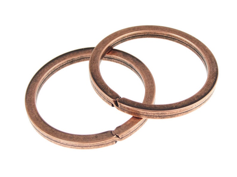 2 Copper Key Ring Large Antique Copper Split Ring Key Ring Key Fob Keyfob Blank by Nunn Designs image 1