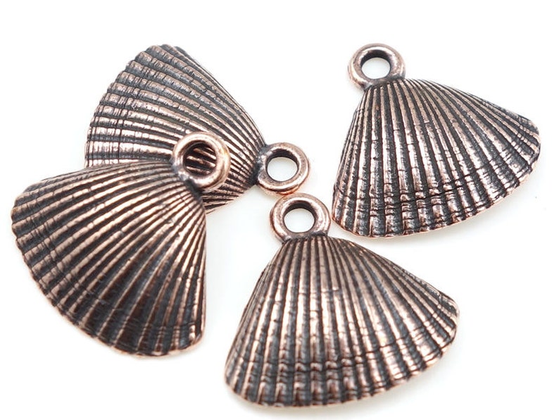 Antique Copper Charms Seashell Charms 18mm Sea Shell Pendant TierraCast Shell Charms Beach Charms Summer Charms Ocean Sea Nautical P1299 image 3