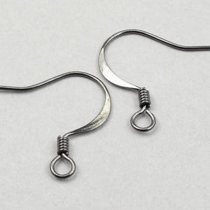 48+ Pieces of Earring Wires with Coil Accent - GUNMETAL Ear Wire Findings - Gun Metal Black Grey Plated Fish Hook French Hooks #FB704 image 4