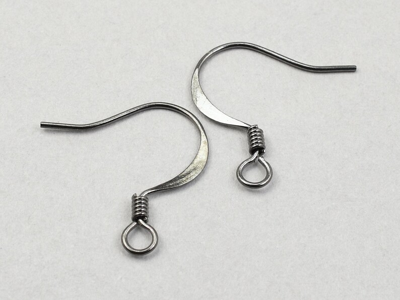 48+ Pieces of Earring Wires with Coil Accent - GUNMETAL Ear Wire Findings - Gun Metal Black Grey Plated Fish Hook French Hooks #FB704 image 4