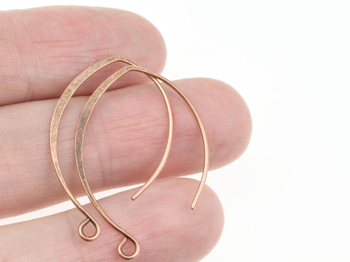 6 or more Antique Copper Earring Wires Tall Fancy Hammered Etsy