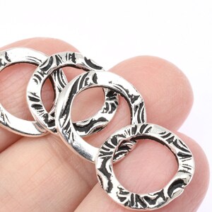 Antique Silver Circle Charms TierraCast 5/8 FLORA RING Charms Silver Charms for Bohemian Jewelry Links Findings Organic P2501 image 4