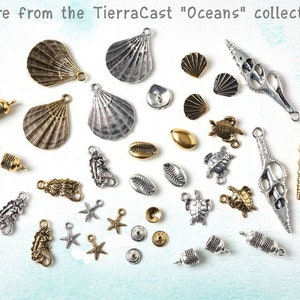 Antique Silver Button Findings TierraCast Scallop Shell Buttons 13mm Button Clasp Findings for Beach and Summer Jewelry P2334 image 6