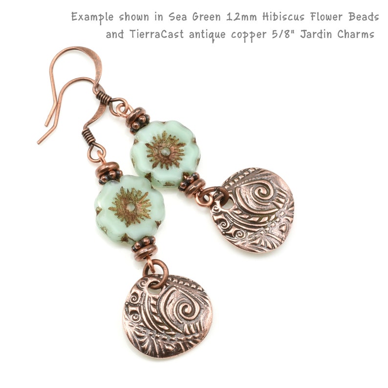 Bohemian Charms Antique Copper Charms TierraCast 5/8 JARDIN Charms Flower Nature Woodland Fern Woodland P1741 image 4