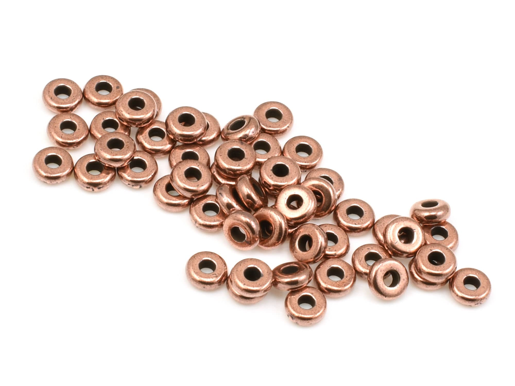 Small Bronze Washer Bead Spacers, Mykonos Greek Beads, Organic