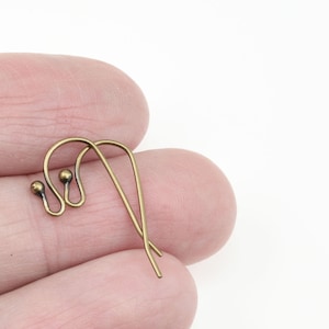 24 Antique Brass Earring Wires 27mm Earring Hook with 2mm Ball Brass Oxide Bronze Ear Wire Findings Ear Findings for Jewelry Making image 3