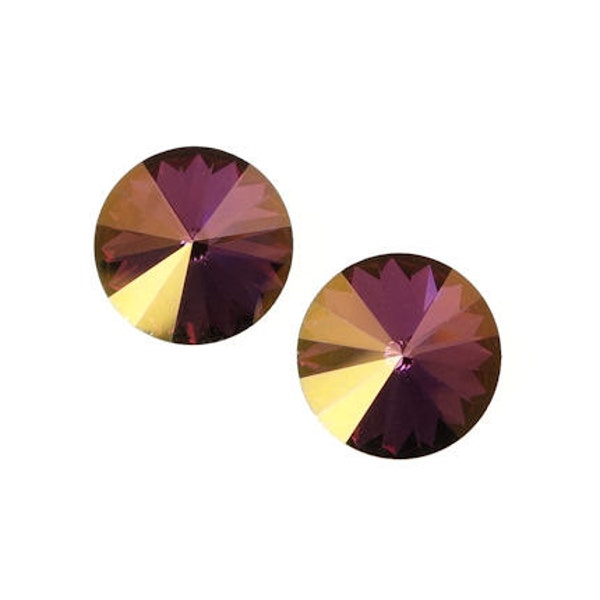 12mm CRYSTAL LILAC SHADE Swarovski Rivoli Stones 12mm Rivolis - Article 1122 12mm - Golden Amethyst Purple Coated Special Crystal Effects