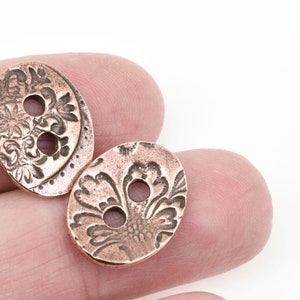 Romantic Floral Copper Button Clasp Findings TierraCast Jardin Button Findings Copper Closure for Leather Bracelets and Jewelry P1740 image 3