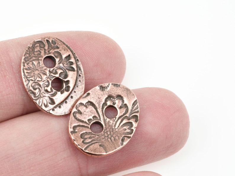 Romantic Floral Copper Button Clasp Findings TierraCast Jardin Button Findings Copper Closure for Leather Bracelets and Jewelry P1740 image 3