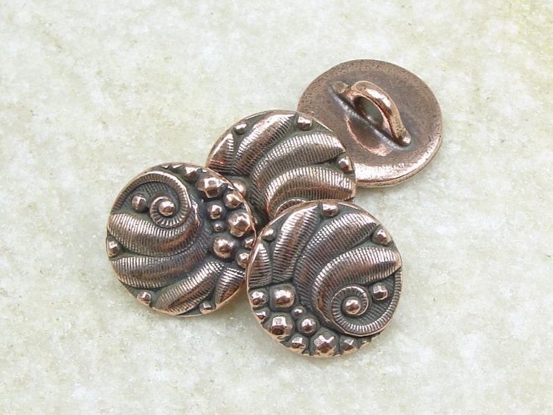 12mm Copper Button Findings TierraCast Czech Round Button Clasp Findings Copper Findings for Leather Jewelry 4 or More Pieces P1496 image 1