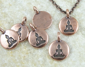 Mini pendentif bouddha en cuivre antique minuscule Charm bouddha