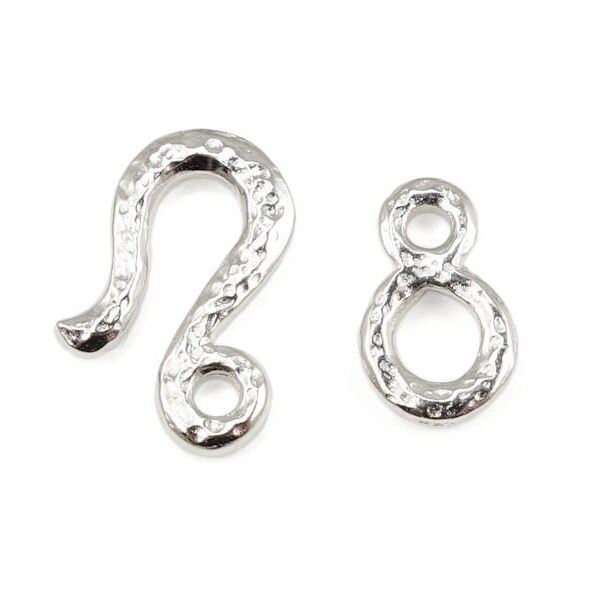 Hook and Eye Clasp - TierraCast Hammered Hammertone Clasp Set - White Bronze Silver Color Clasp Findings Toggle Small Closure (P2467)