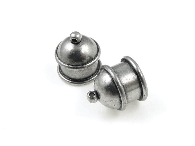 Customizable 10mm Recessed Channel Antique Pewter Dark Silver Large Kumihimo Caps Tierracast PAGODA Cord End Caps PF2103 image 1