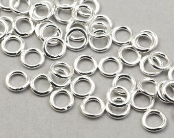 50 Pieces CLOSED 5mm Jump Rings - 19 Gauge 19g SILVER Jump Ring Findings - Silver Plated Soldered Shut Jumprings Findings  FB934